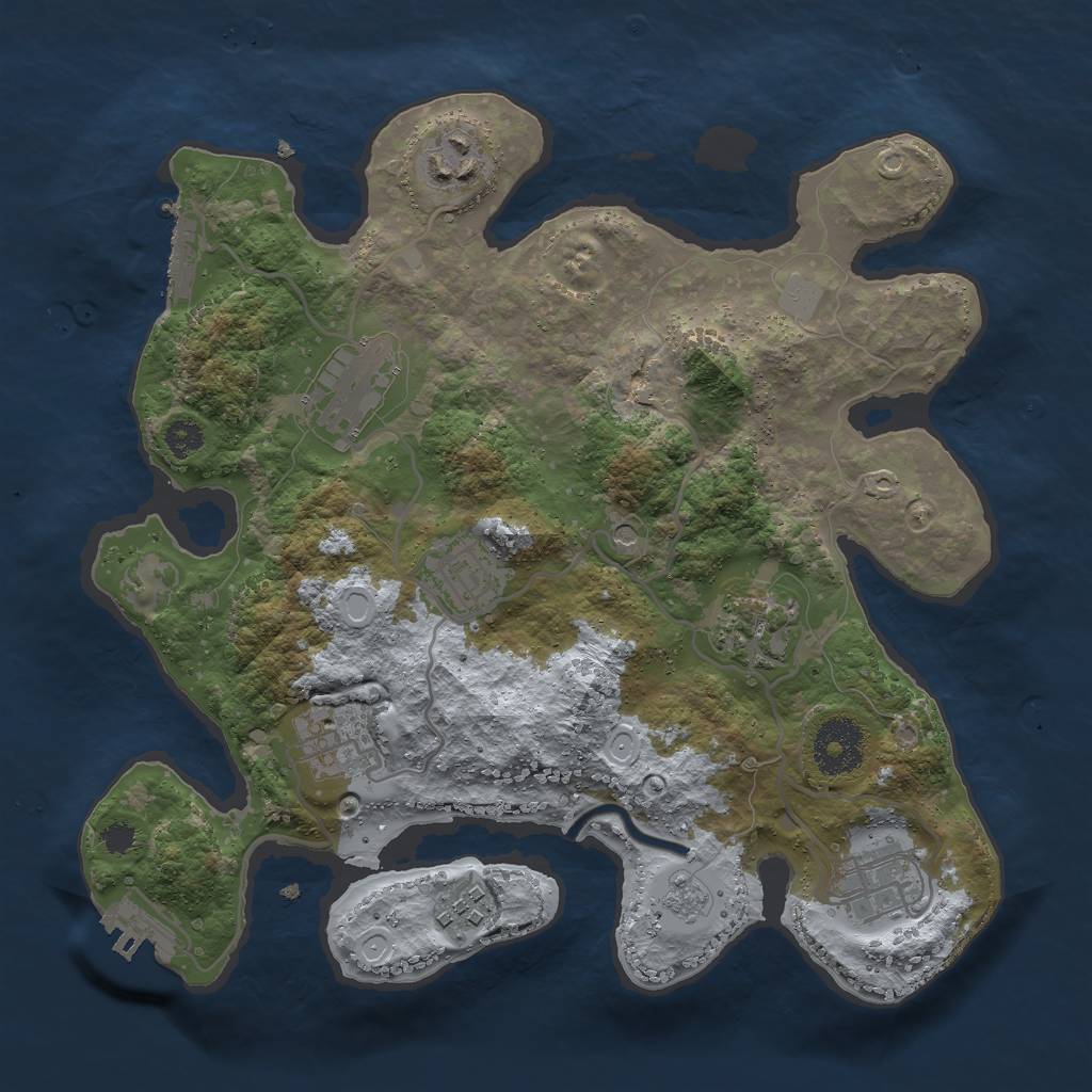 Rust Map: Procedural Map, Size: 3000, Seed: 991813918, 14 Monuments
