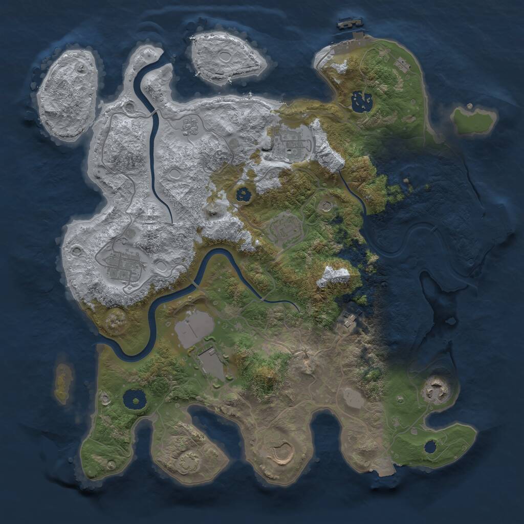 Rust Map: Procedural Map, Size: 3500, Seed: 11885641, 14 Monuments