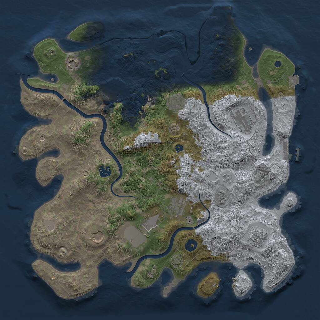 Rust Map: Procedural Map, Size: 3950, Seed: 548500708, 16 Monuments