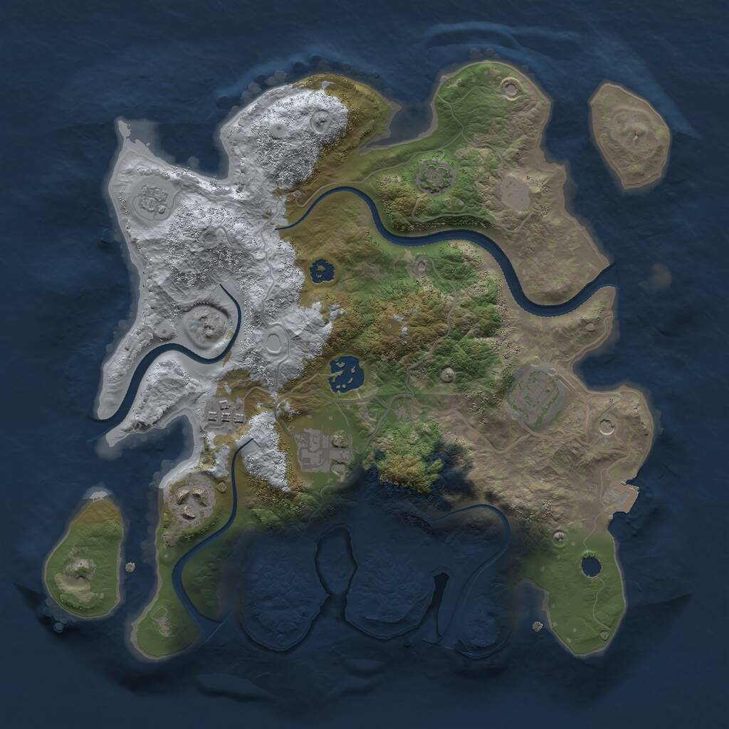 Rust Map: Procedural Map, Size: 3000, Seed: 981476317, 9 Monuments