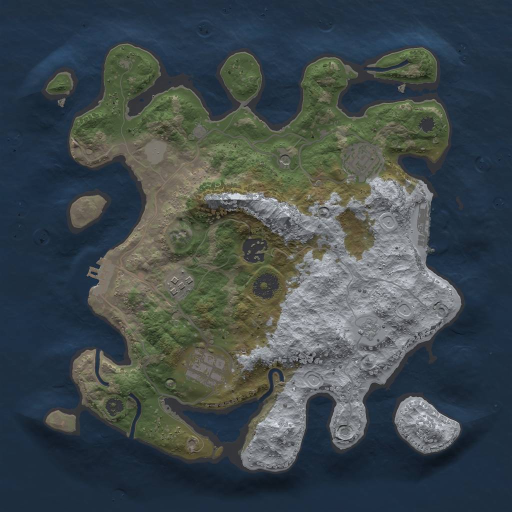 Rust Map: Procedural Map, Size: 3000, Seed: 1151095364, 11 Monuments