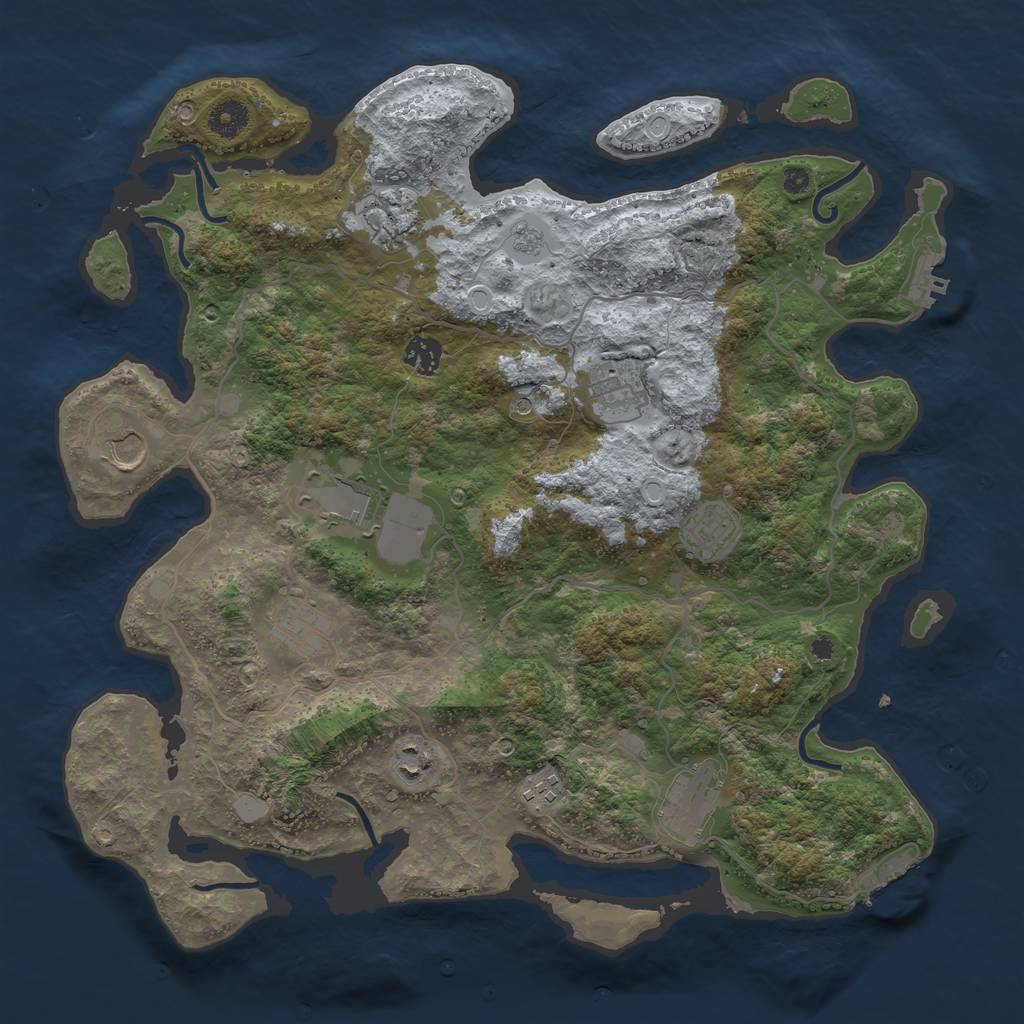 Rust Map: Procedural Map, Size: 4000, Seed: 1438857098, 17 Monuments