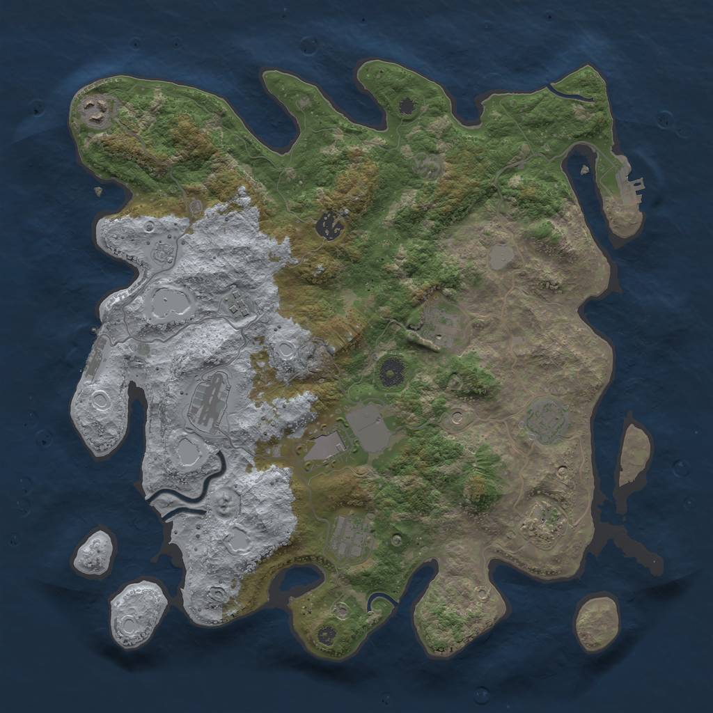 Rust Map: Procedural Map, Size: 3950, Seed: 174618199, 16 Monuments