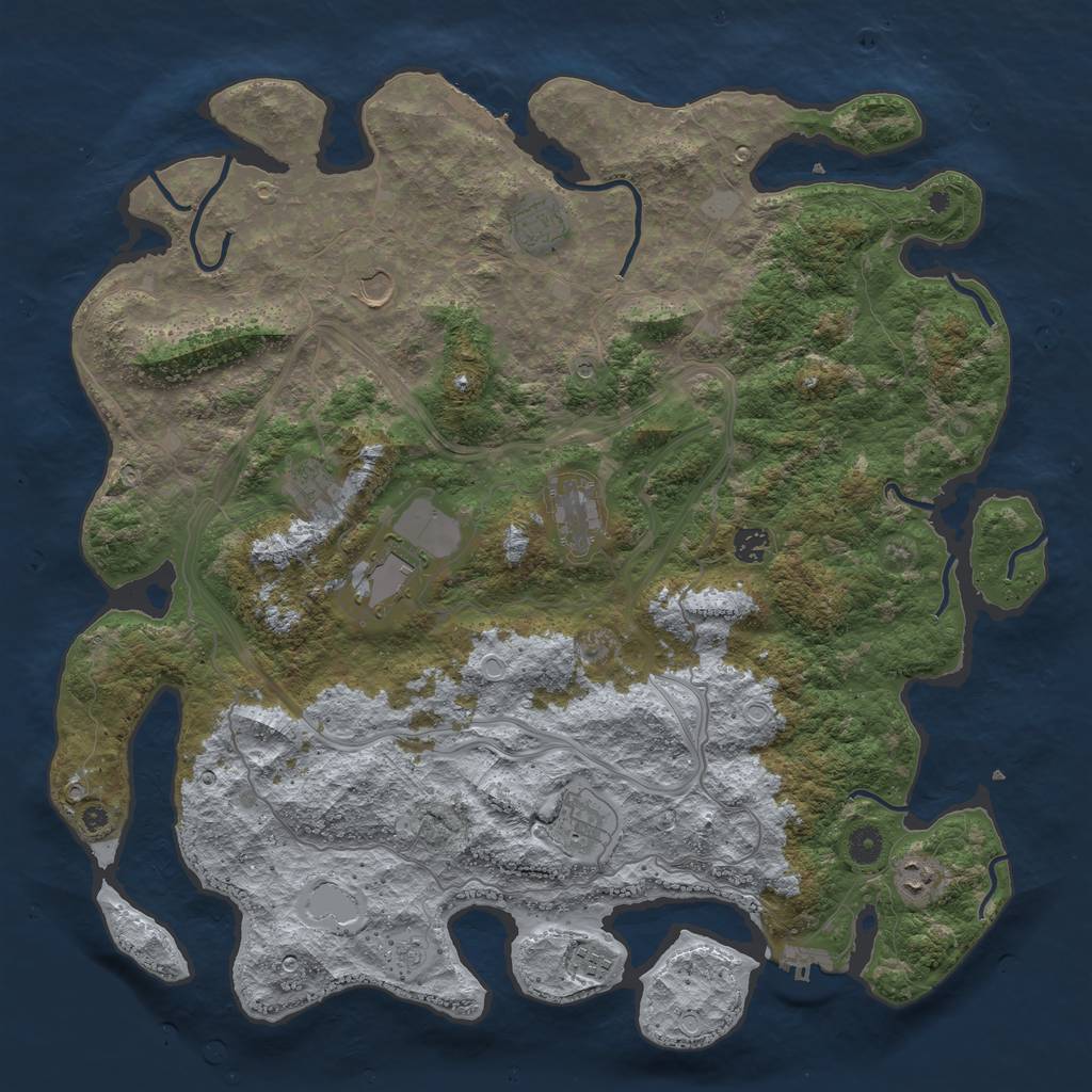 Rust Map: Procedural Map, Size: 4500, Seed: 19927495, 16 Monuments