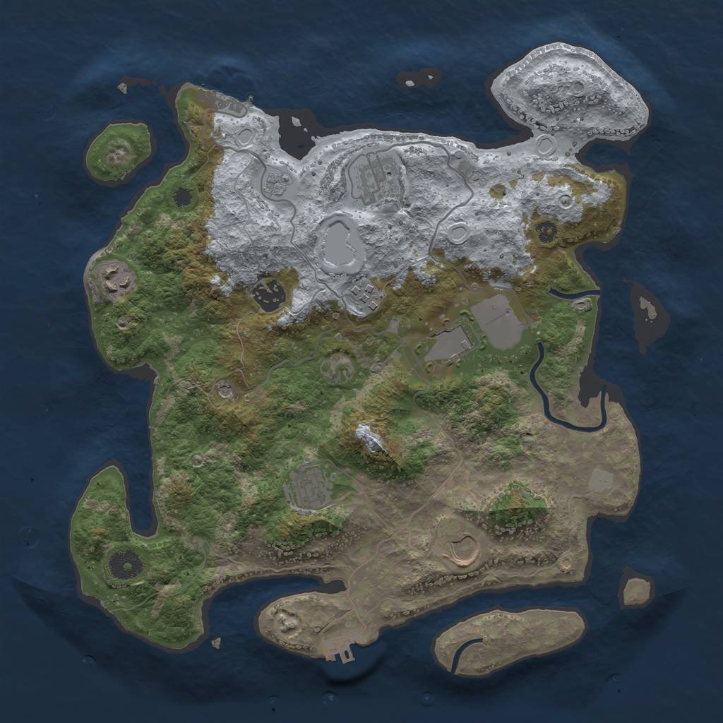 Rust Map: Procedural Map, Size: 3500, Seed: 707765407, 14 Monuments