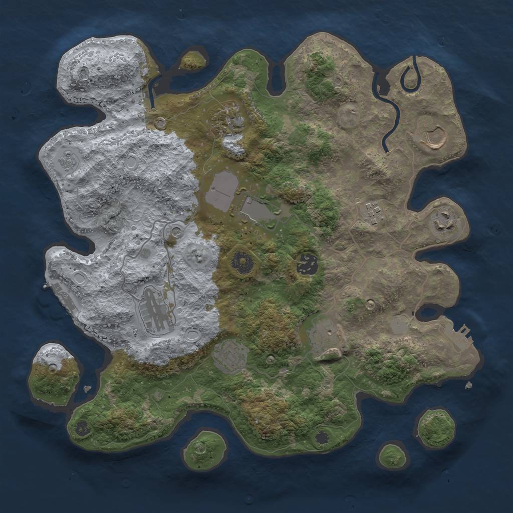 Rust Map: Procedural Map, Size: 3500, Seed: 832472395, 16 Monuments