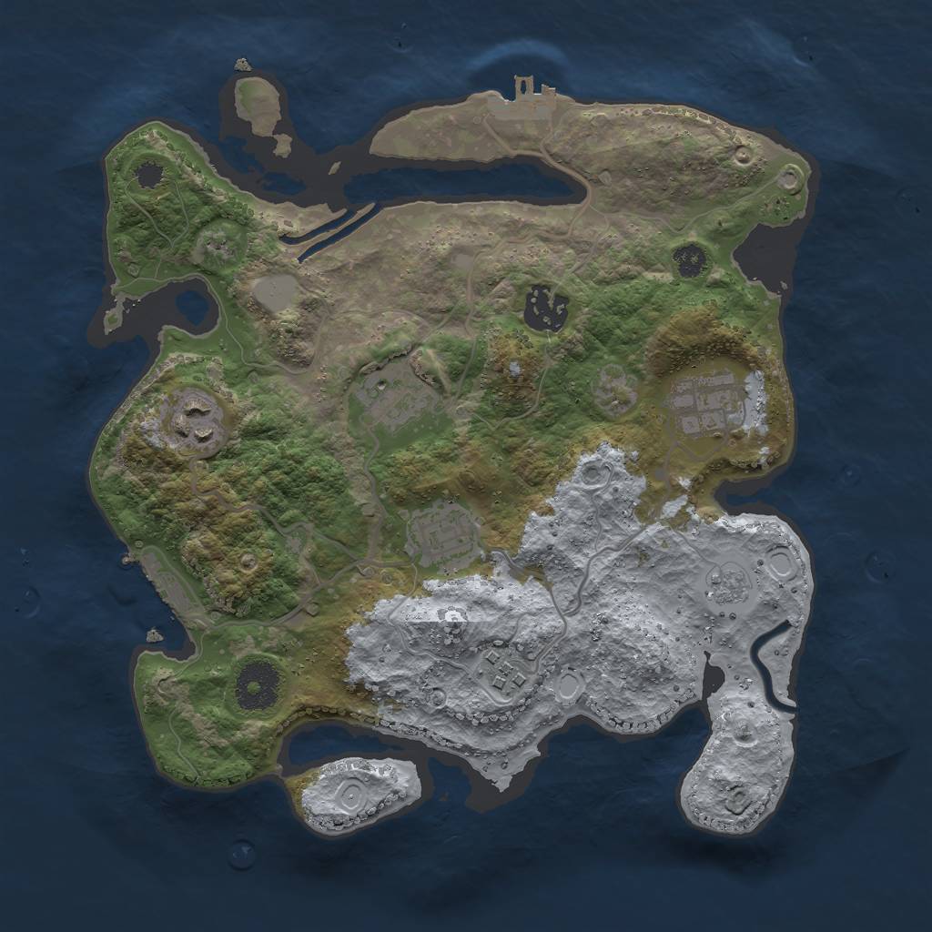 Rust Map: Procedural Map, Size: 3000, Seed: 91032, 12 Monuments