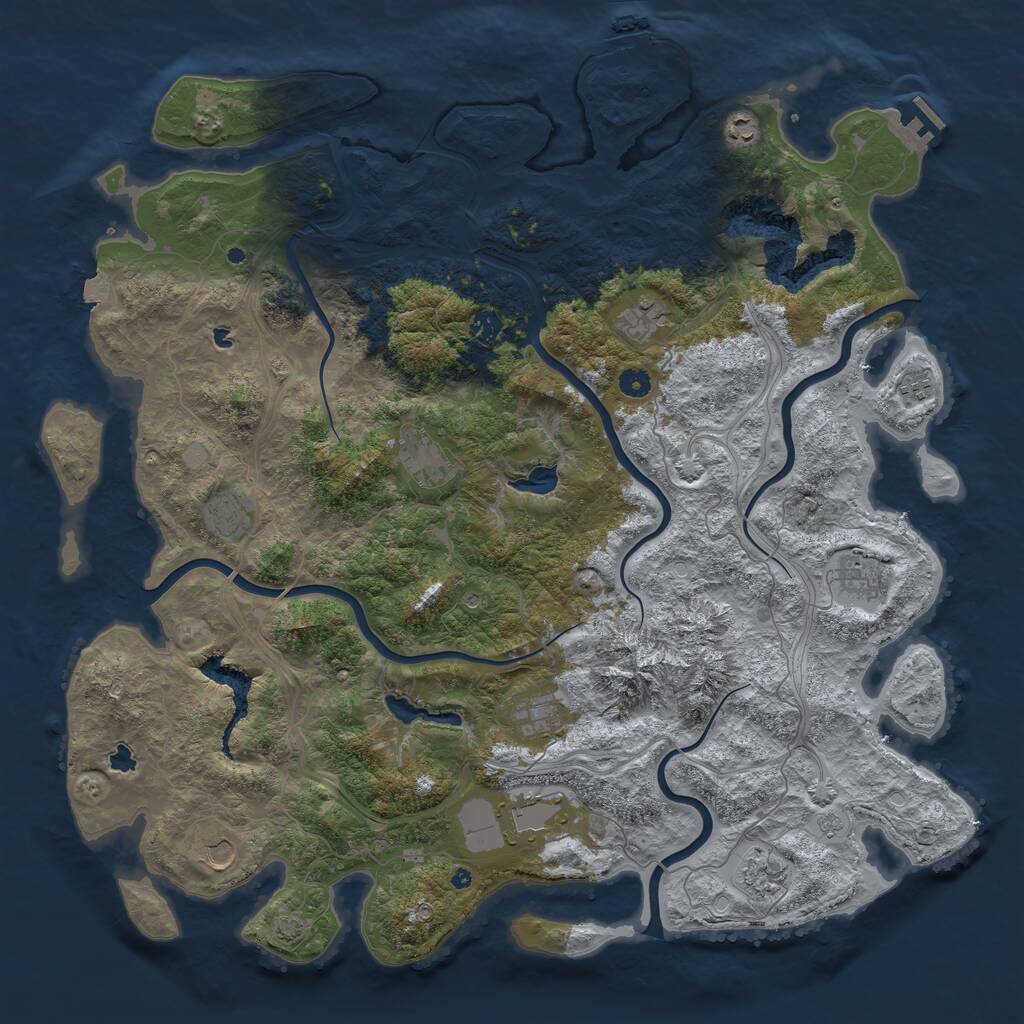 Rust Map: Procedural Map, Size: 5000, Seed: 282168945, 17 Monuments