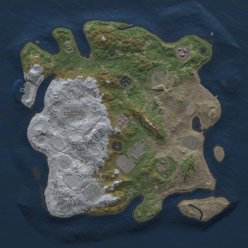 Rust Map: Procedural Map, Size: 3500, Seed: 647647, 16 Monuments