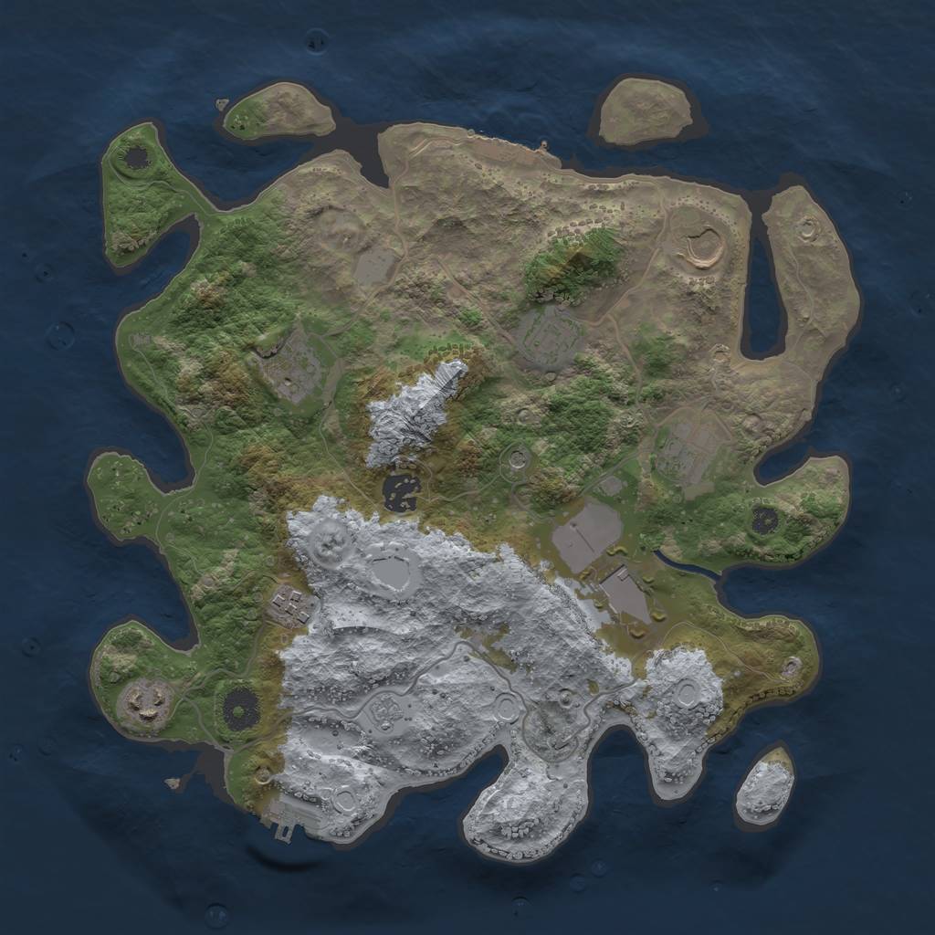 Rust Map: Procedural Map, Size: 3500, Seed: 1416644824, 15 Monuments