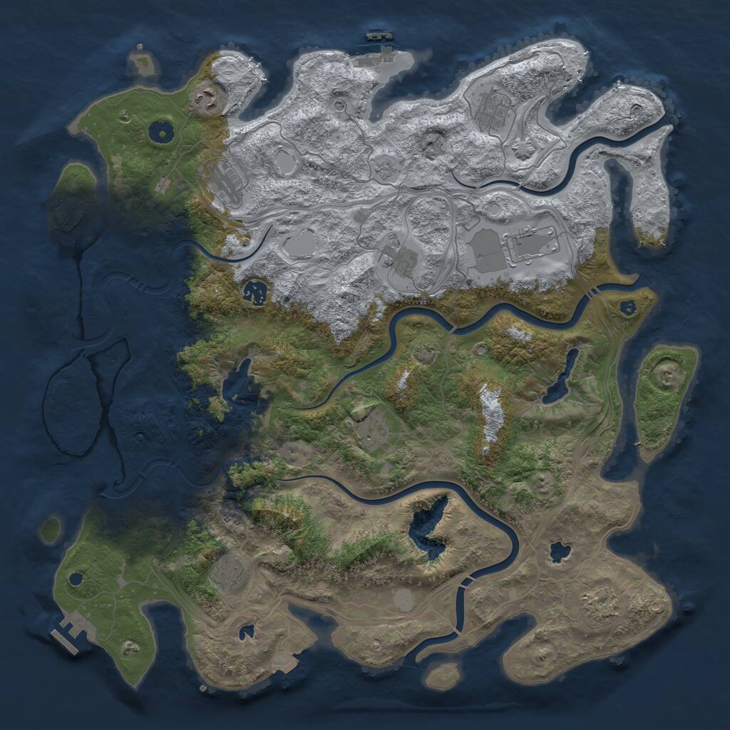 Rust Map: Procedural Map, Size: 4500, Seed: 2836497, 16 Monuments