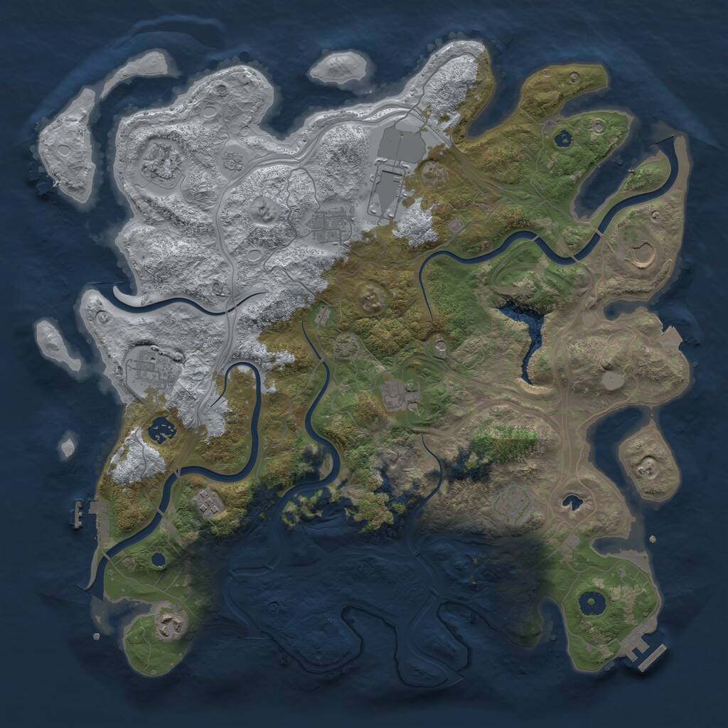 Rust Map: Procedural Map, Size: 4250, Seed: 951643549, 16 Monuments