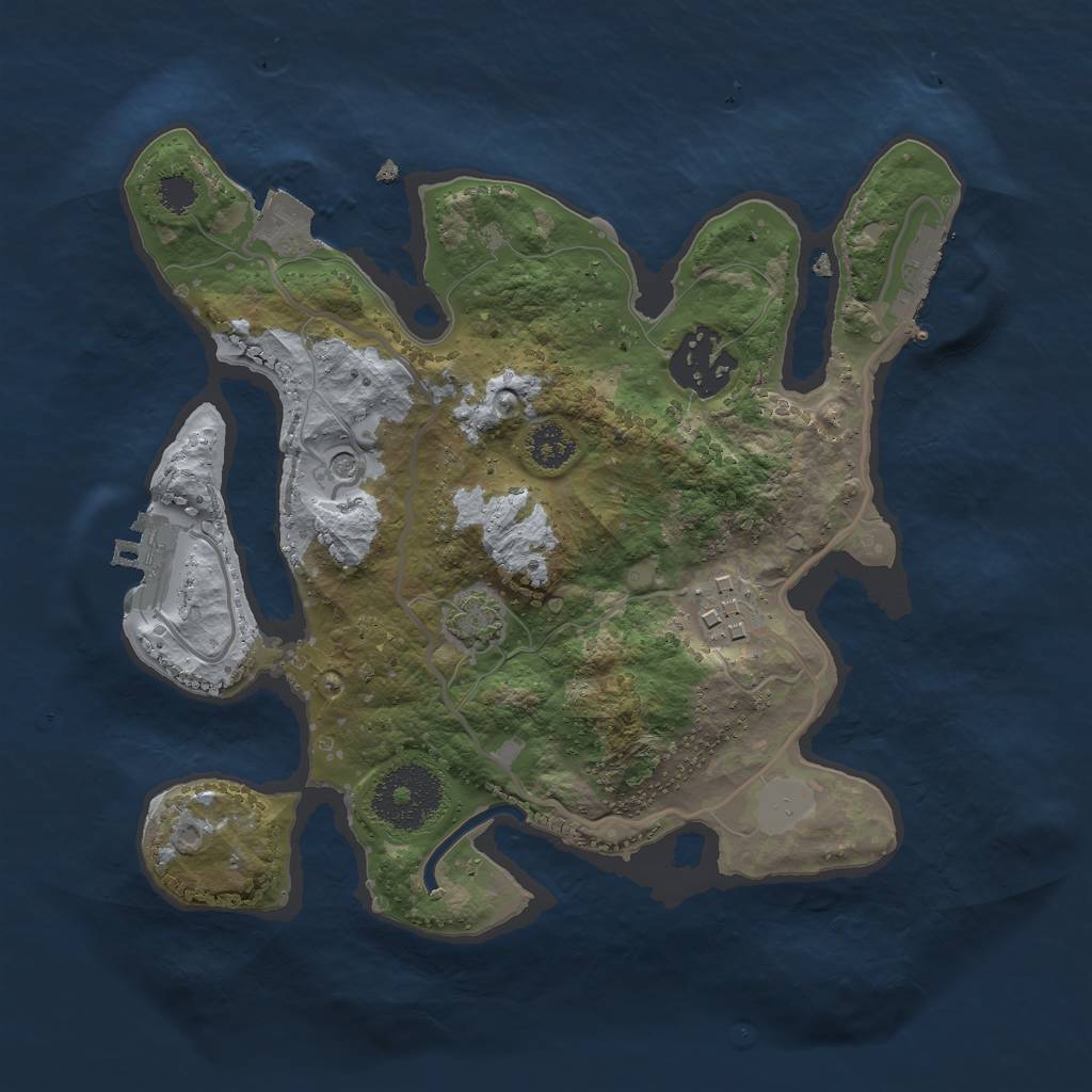 Rust Map: Procedural Map, Size: 2500, Seed: 4529, 9 Monuments