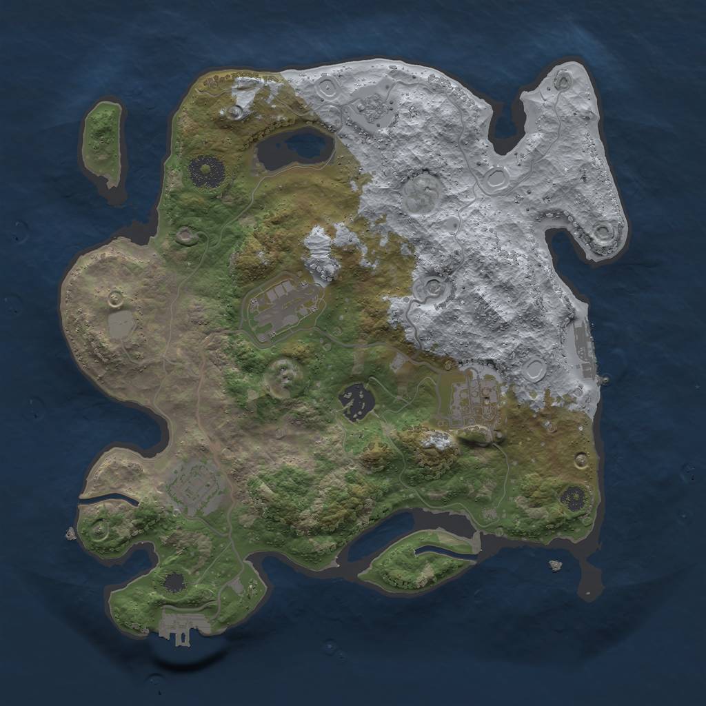 Rust Map: Procedural Map, Size: 3000, Seed: 1860122736, 11 Monuments