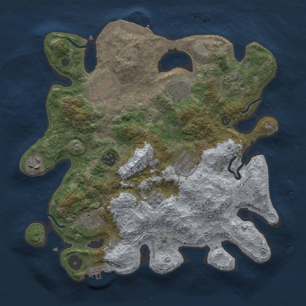 Rust Map: Procedural Map, Size: 3250, Seed: 14552, 15 Monuments