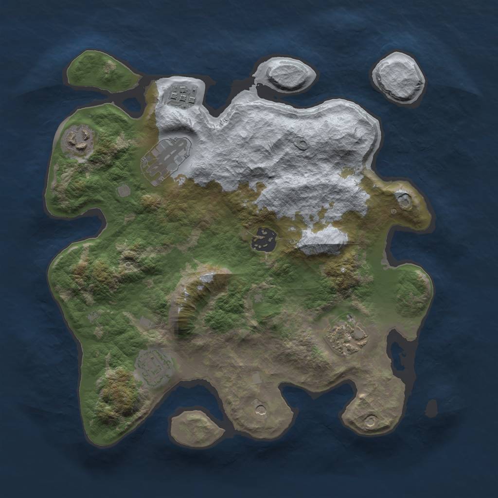 Rust Map: Barren, Size: 3000, Seed: 509582, 9 Monuments