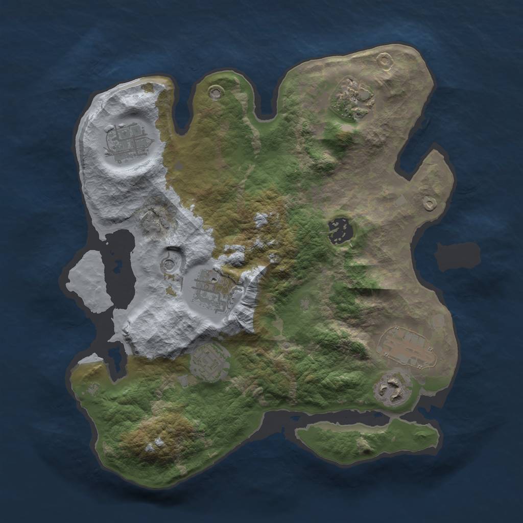 Rust Map: Barren, Size: 3000, Seed: 668368, 10 Monuments