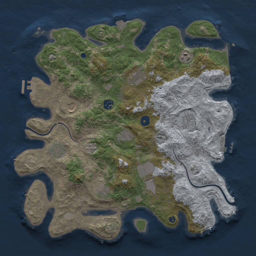 Rust Map: Procedural Map, Size: 3900, Seed: 280908, 16 Monuments