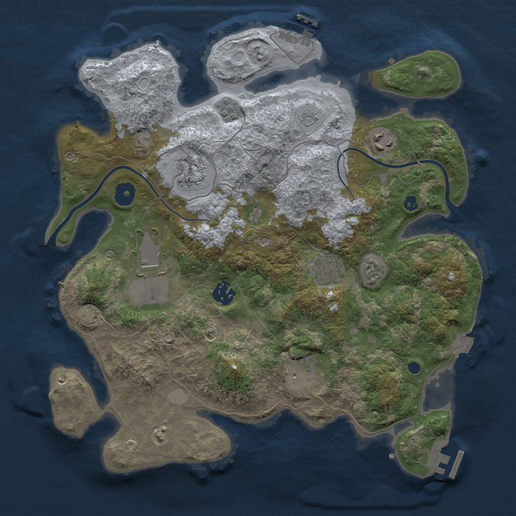 Rust Map: Procedural Map, Size: 3500, Seed: 5511, 13 Monuments