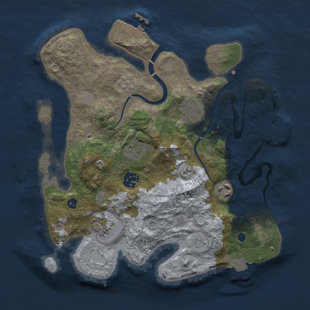Rust Map: Procedural Map, Size: 3000, Seed: 3741895, 12 Monuments
