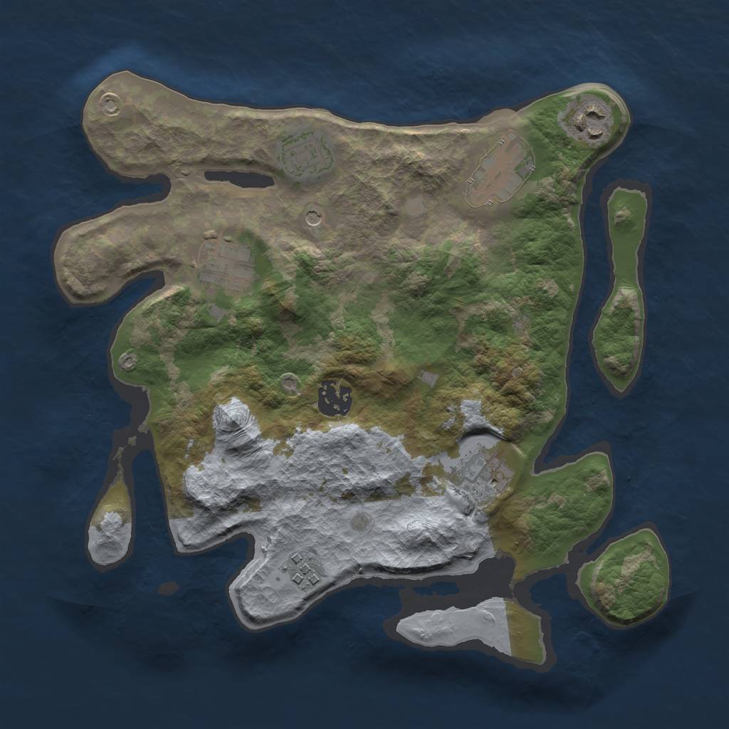 Rust Map: Barren, Size: 3000, Seed: 605744, 10 Monuments