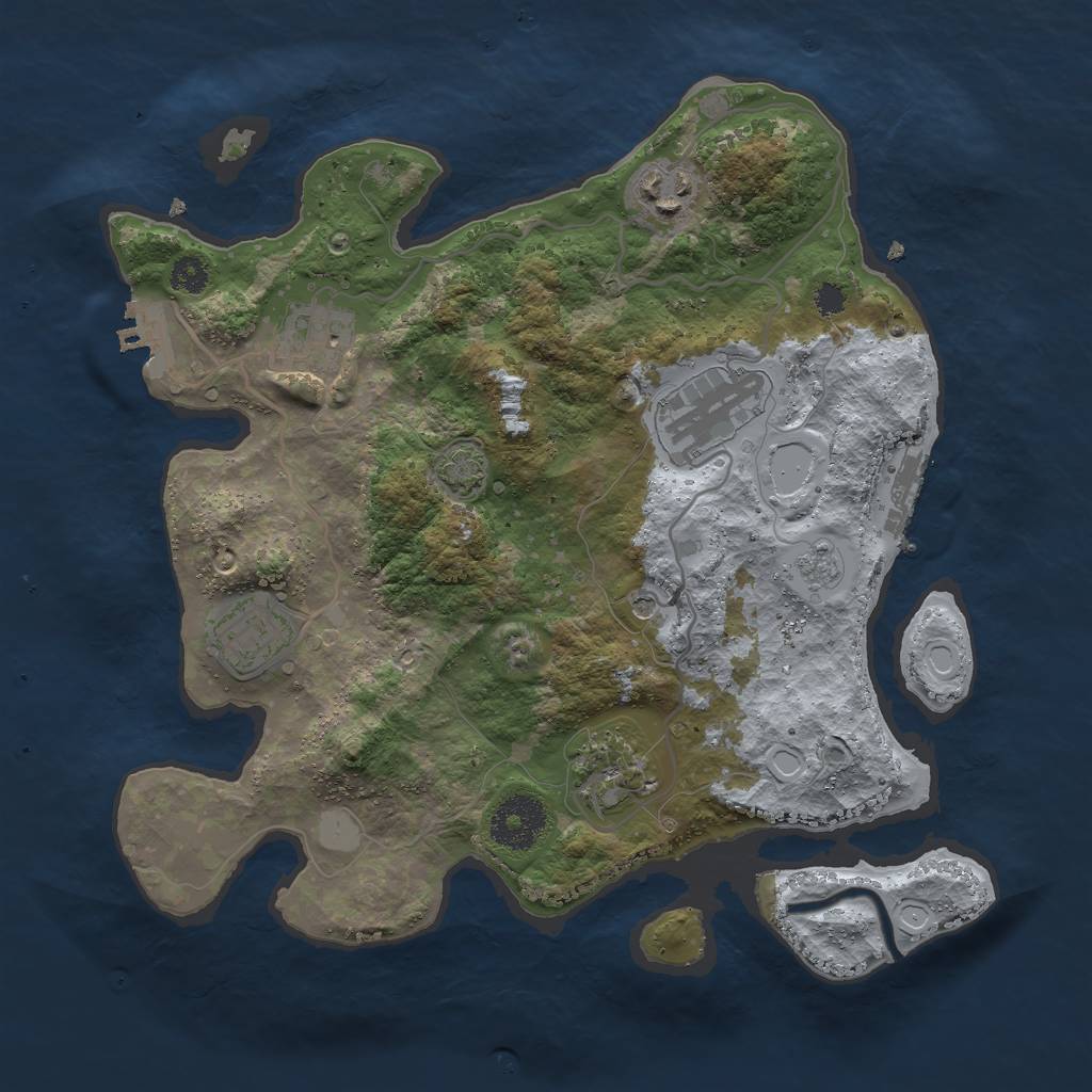 Rust Map: Procedural Map, Size: 3000, Seed: 2067635840, 13 Monuments
