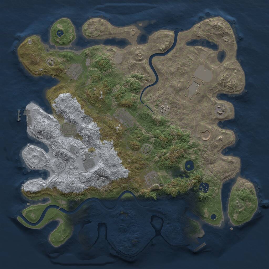 Rust Map: Procedural Map, Size: 3950, Seed: 11588787, 16 Monuments