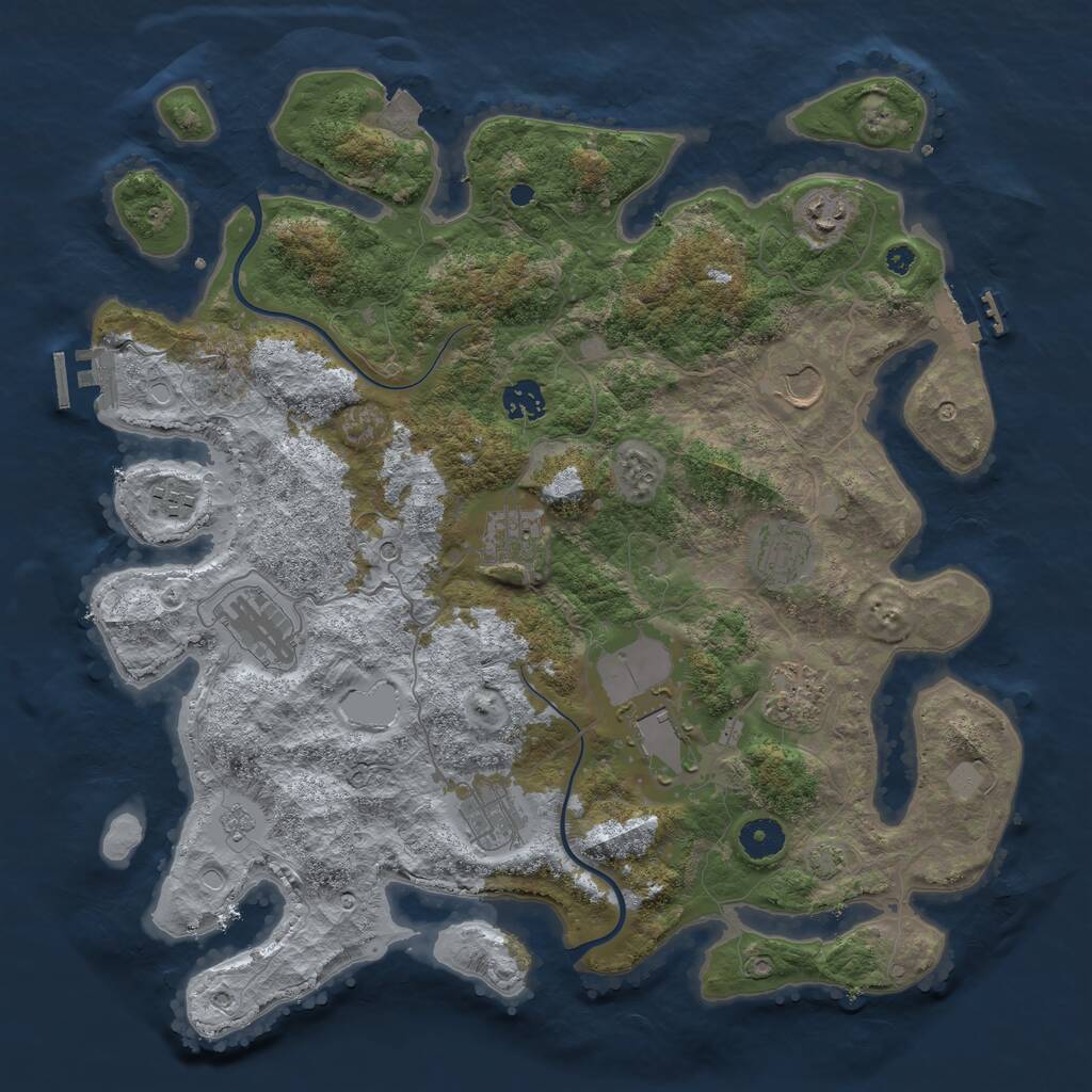 Rust Map: Procedural Map, Size: 3900, Seed: 560646, 16 Monuments