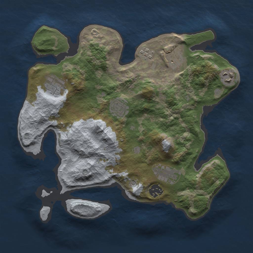 Rust Map: Barren, Size: 3000, Seed: 570714, 10 Monuments