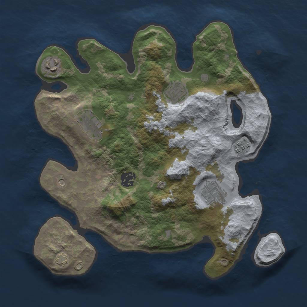 Rust Map: Barren, Size: 3000, Seed: 389491, 10 Monuments