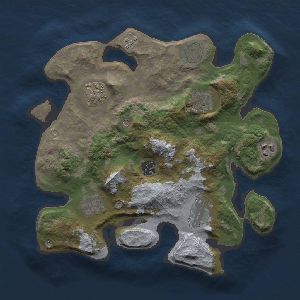 Rust Map: Barren, Size: 3000, Seed: 472793, 11 Monuments