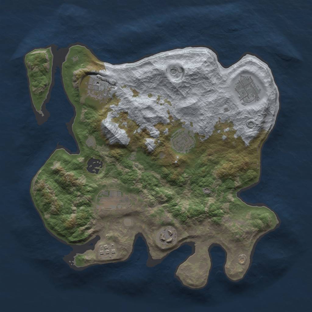 Rust Map: Barren, Size: 3000, Seed: 112385, 10 Monuments