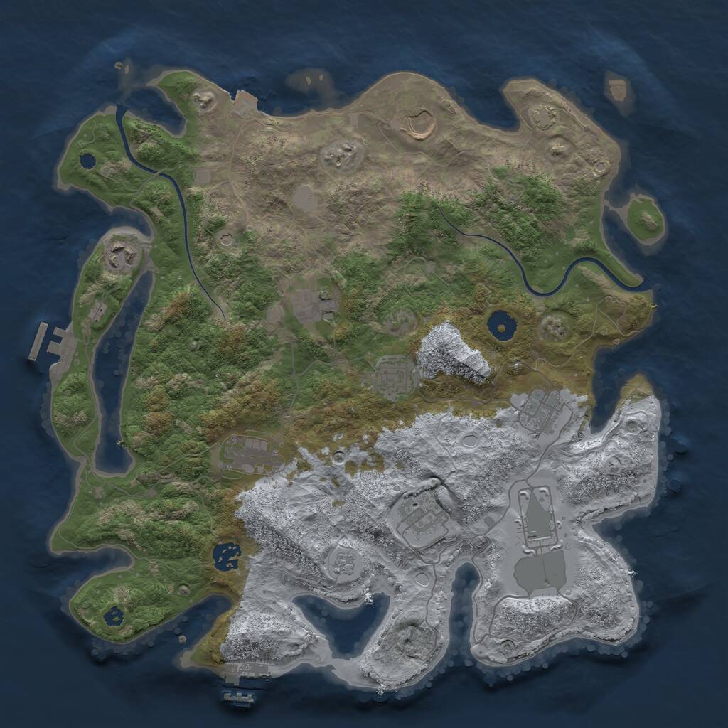Rust Map: Procedural Map, Size: 3750, Seed: 1156443395, 15 Monuments