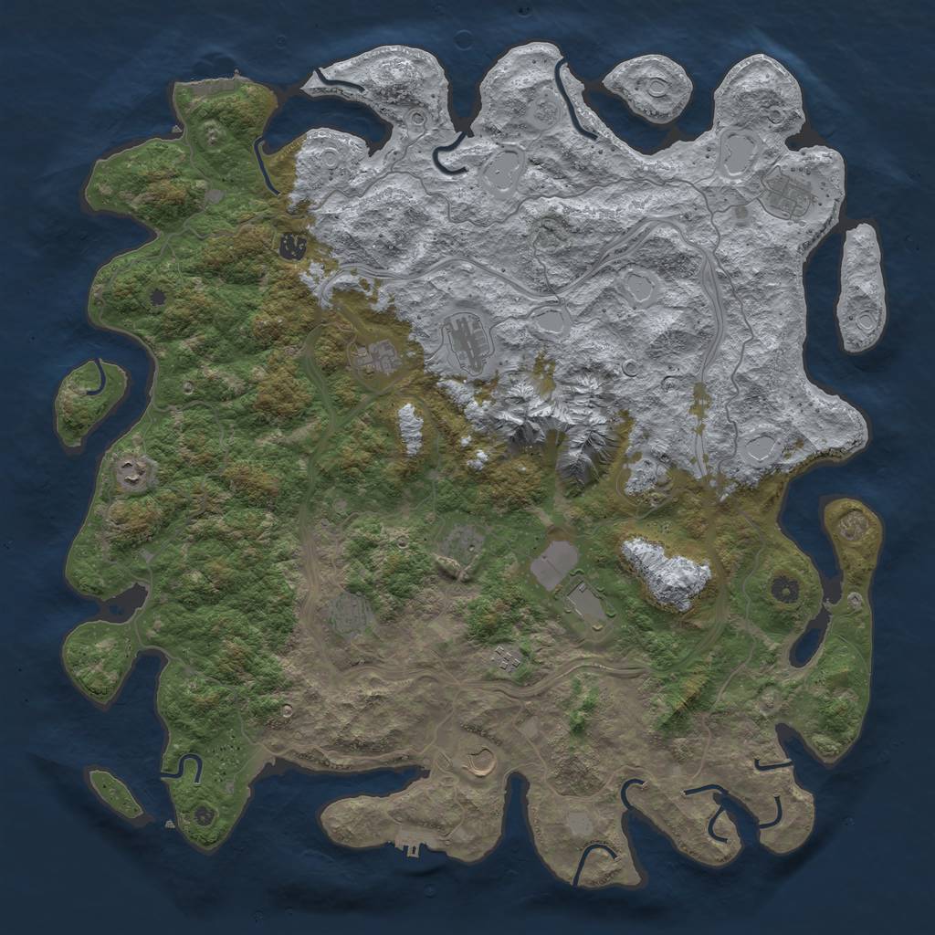 Rust Map: Procedural Map, Size: 5000, Seed: 392178686, 18 Monuments