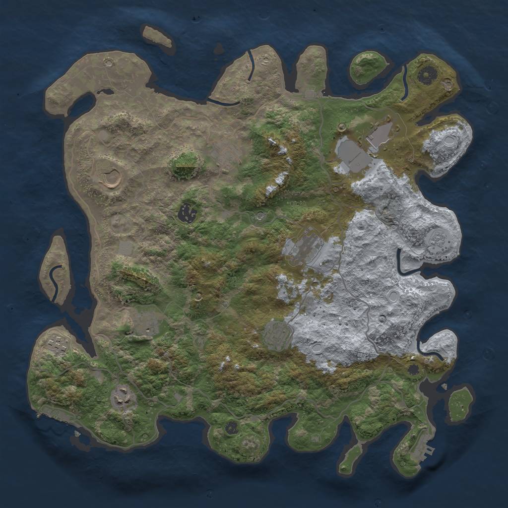 Rust Map: Procedural Map, Size: 4000, Seed: 5231367, 16 Monuments