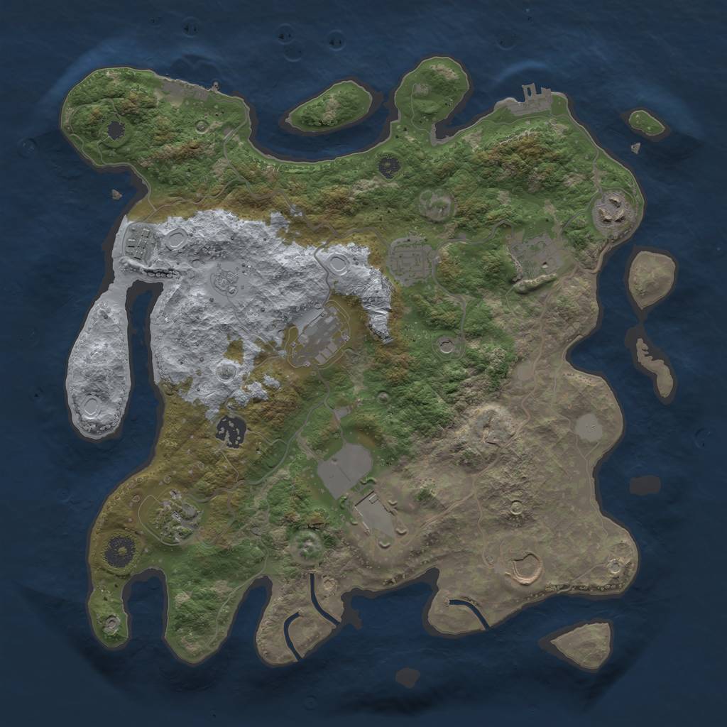 Rust Map: Procedural Map, Size: 3500, Seed: 91486716, 16 Monuments