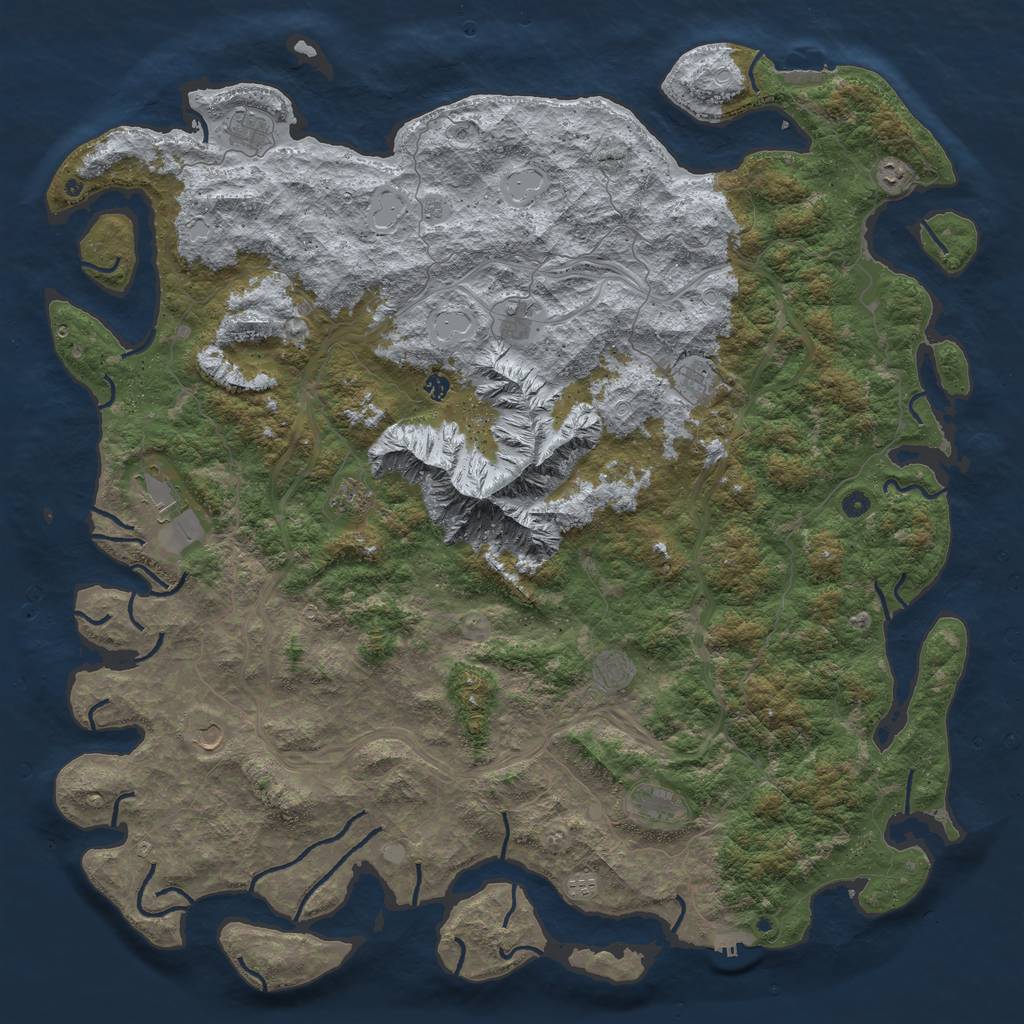 Rust Map: Procedural Map, Size: 6000, Seed: 1141960594, 18 Monuments