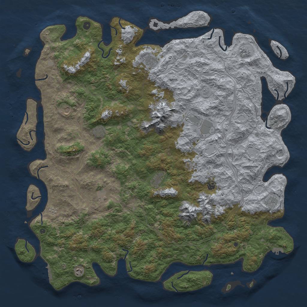 Rust Map: Procedural Map, Size: 6000, Seed: 1993945651, 18 Monuments