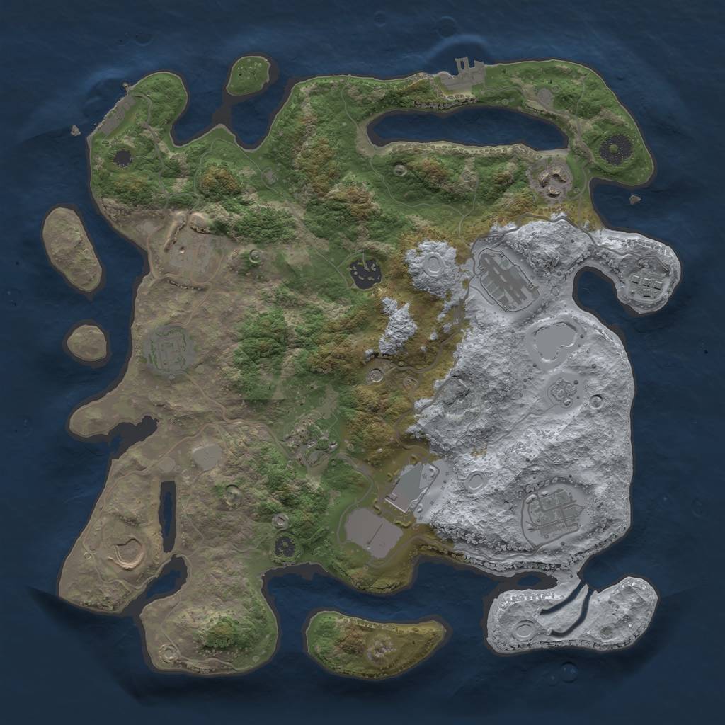 Rust Map: Procedural Map, Size: 3500, Seed: 34578347, 17 Monuments