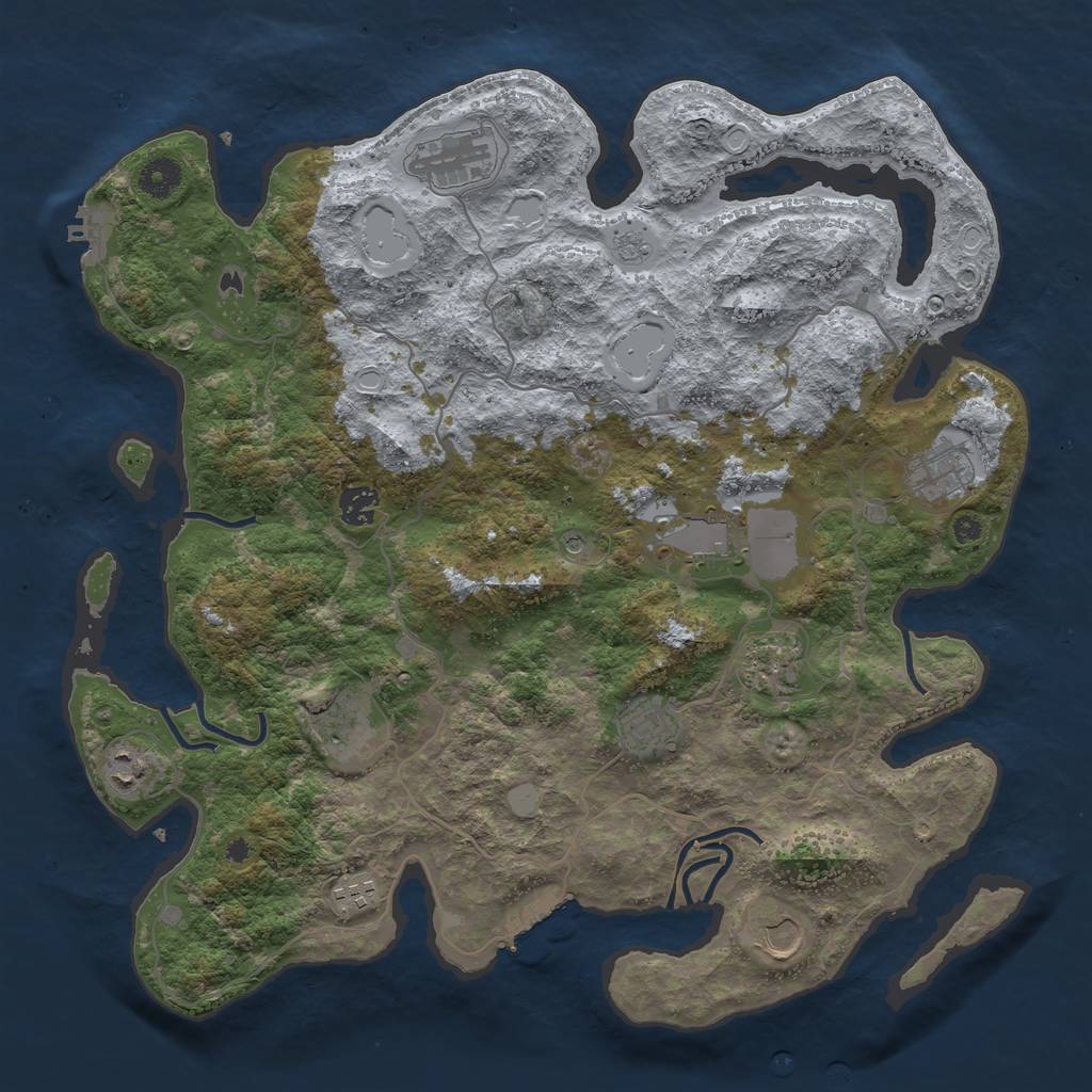 Rust Map: Procedural Map, Size: 4000, Seed: 402364424, 17 Monuments