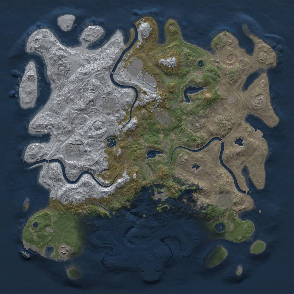 Rust Map: Procedural Map, Size: 4500, Seed: 967773801, 17 Monuments