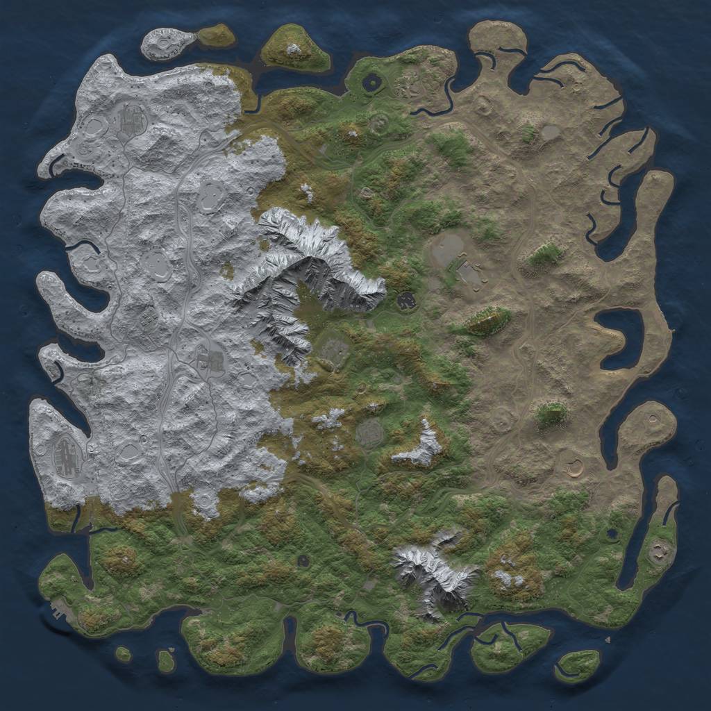 Rust Map: Procedural Map, Size: 6000, Seed: 2145793648, 18 Monuments