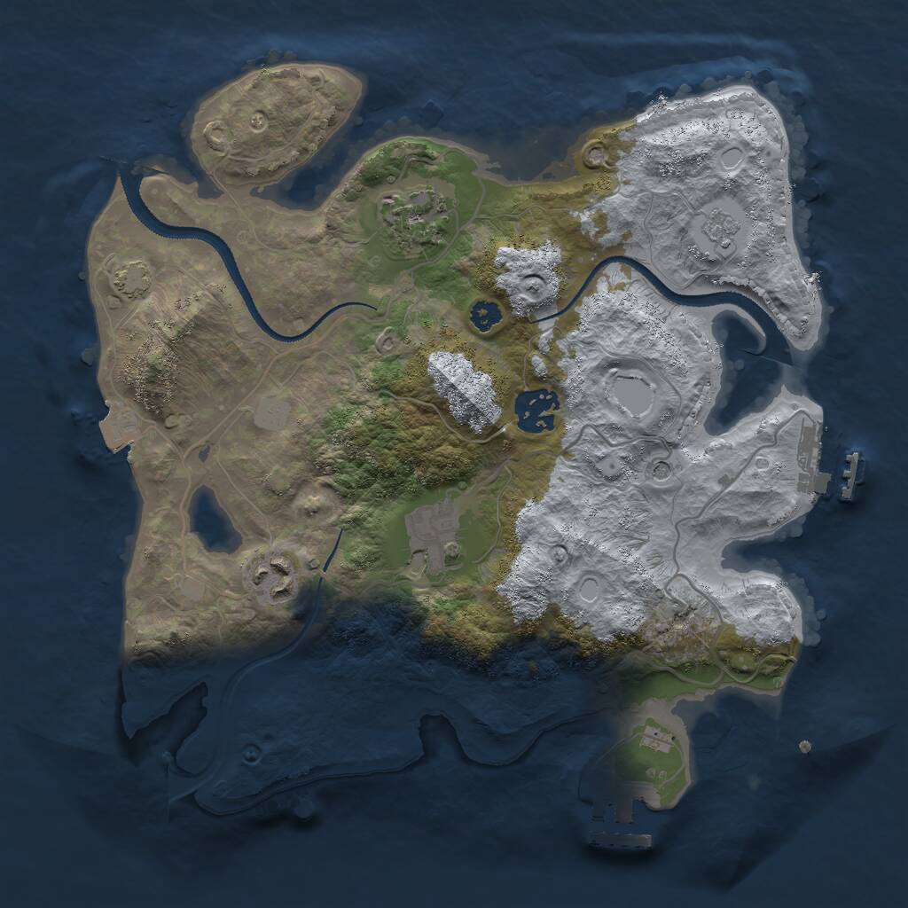 Rust Map: Procedural Map, Size: 3000, Seed: 1267938305, 10 Monuments