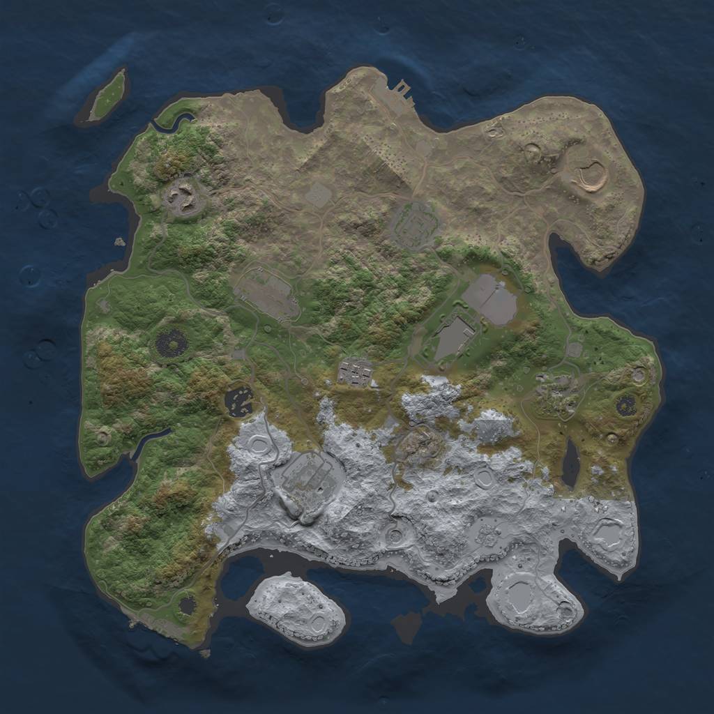 Rust Map: Procedural Map, Size: 3500, Seed: 409040905, 16 Monuments