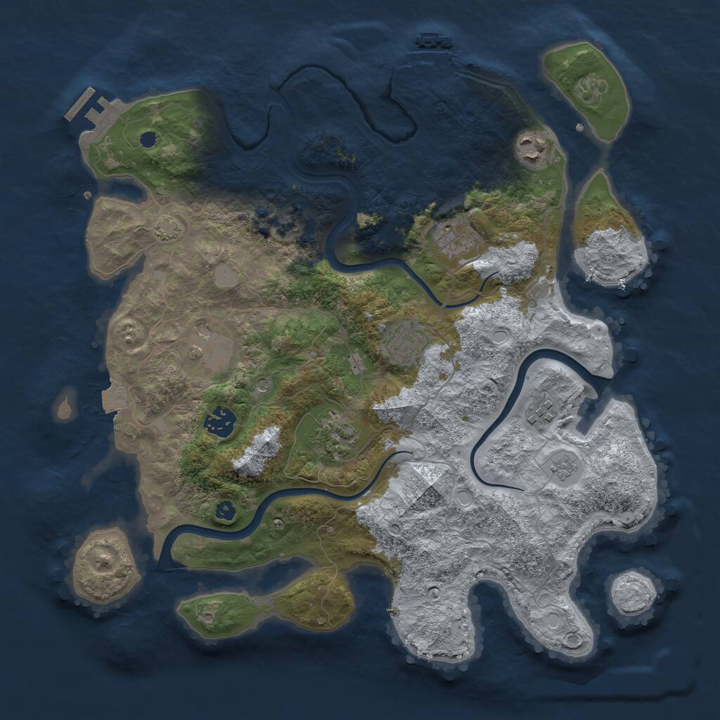 Rust Map: Procedural Map, Size: 3600, Seed: 470168, 13 Monuments