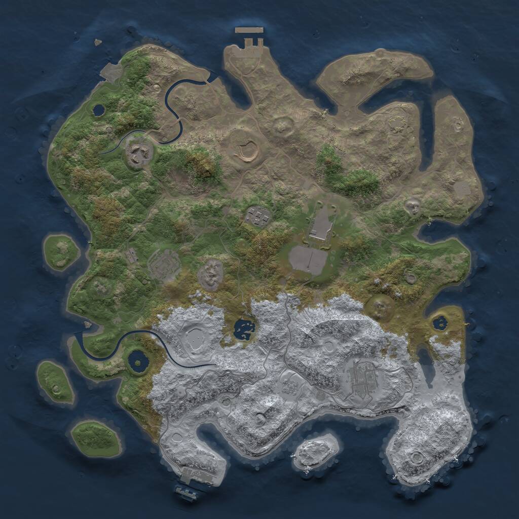 Rust Map: Procedural Map, Size: 3700, Seed: 521277, 13 Monuments