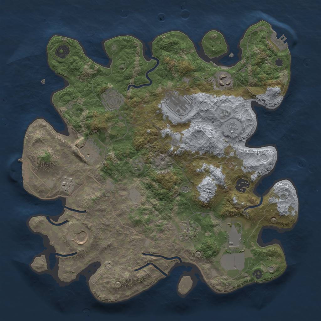 Rust Map: Procedural Map, Size: 3500, Seed: 243401645, 16 Monuments