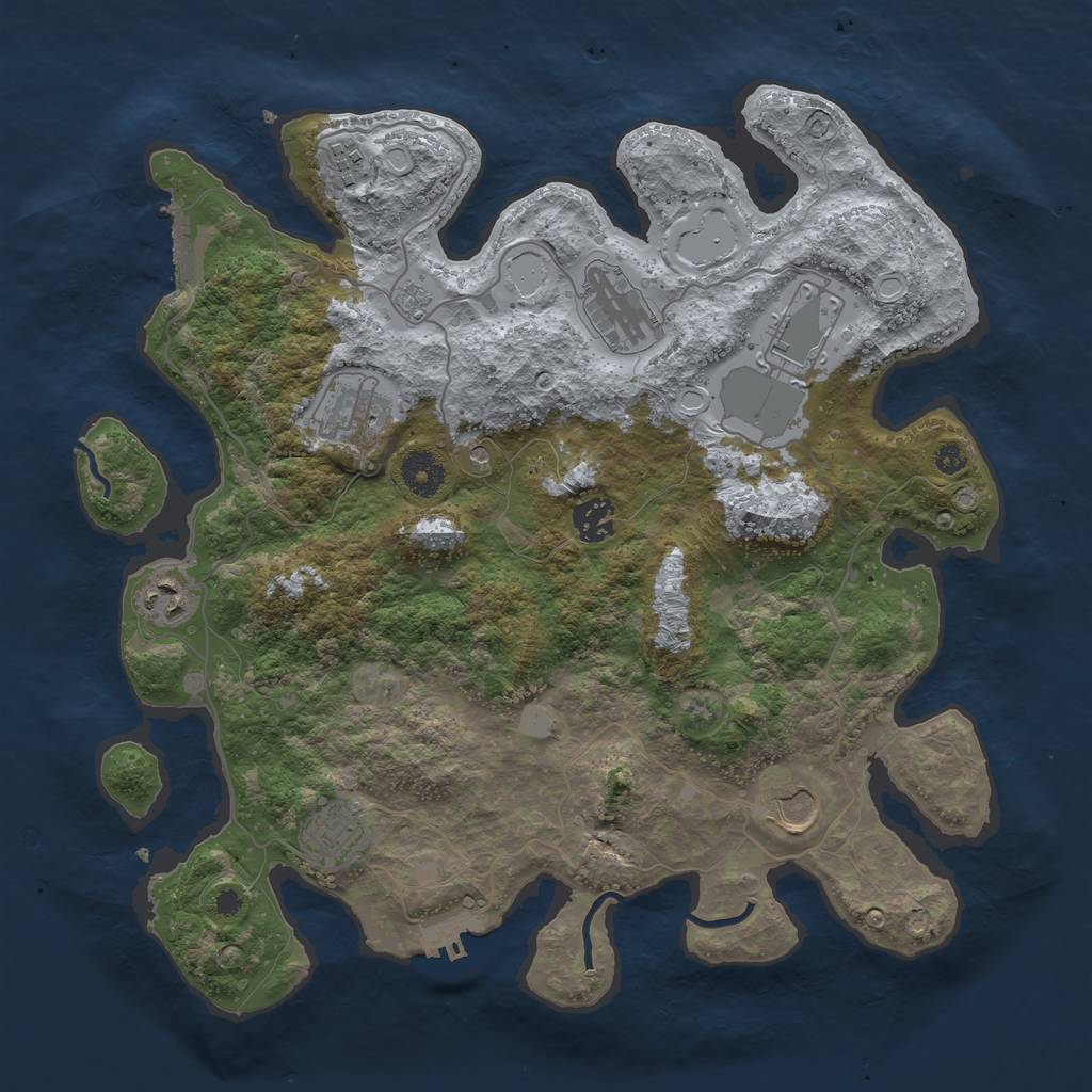 Rust Map: Procedural Map, Size: 3700, Seed: 347241, 15 Monuments