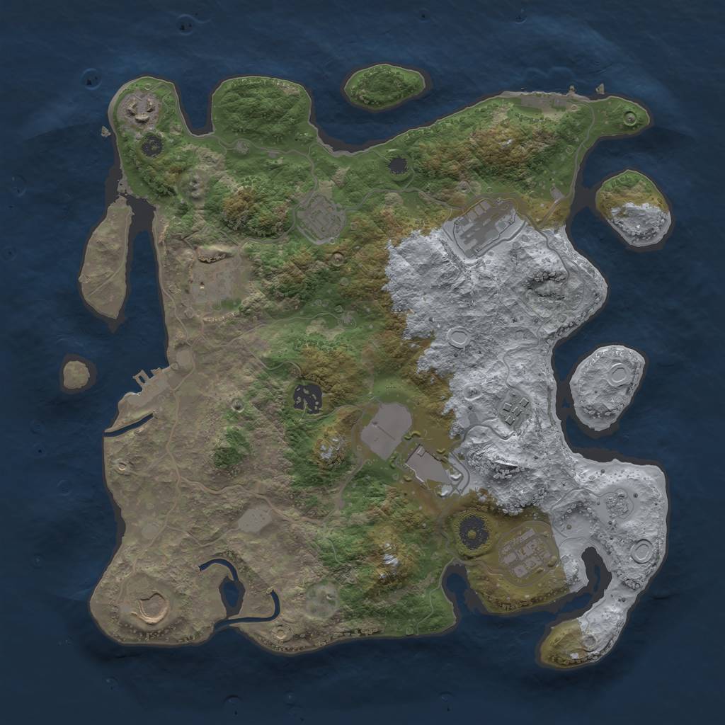 Rust Map: Procedural Map, Size: 3500, Seed: 689061722, 15 Monuments