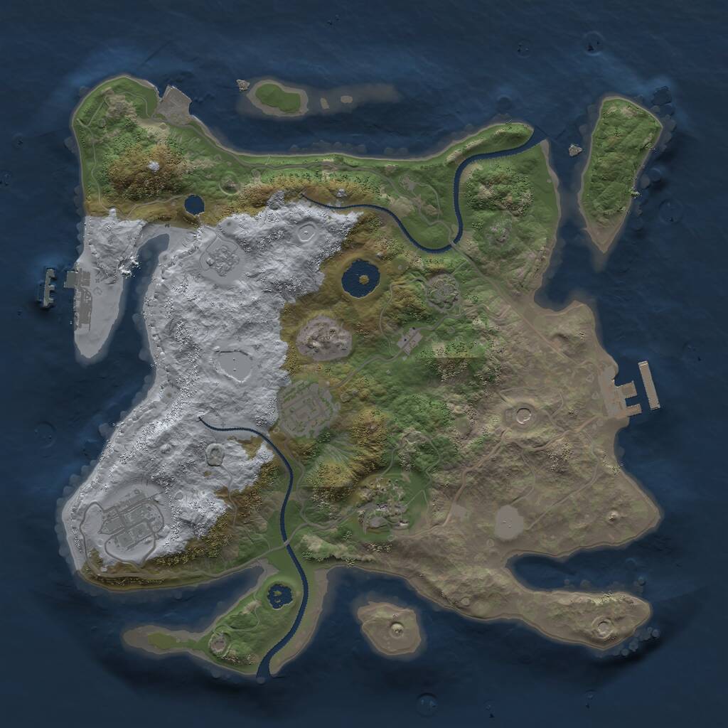 Rust Map: Procedural Map, Size: 3000, Seed: 744530, 9 Monuments